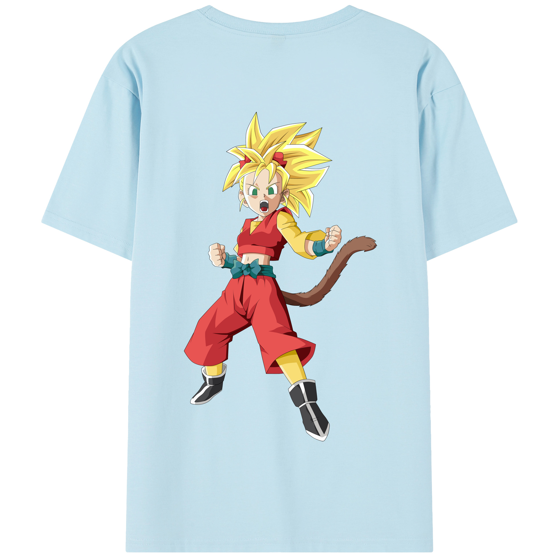 （画像用） ドラゴンボール カリフラ DRAGON BALL Caulifla 綿100％半袖Tシャツ（背面プリント）